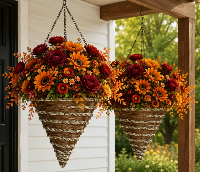DIY potting soil mix for fall hanging baskets with peat, bark, and perlite